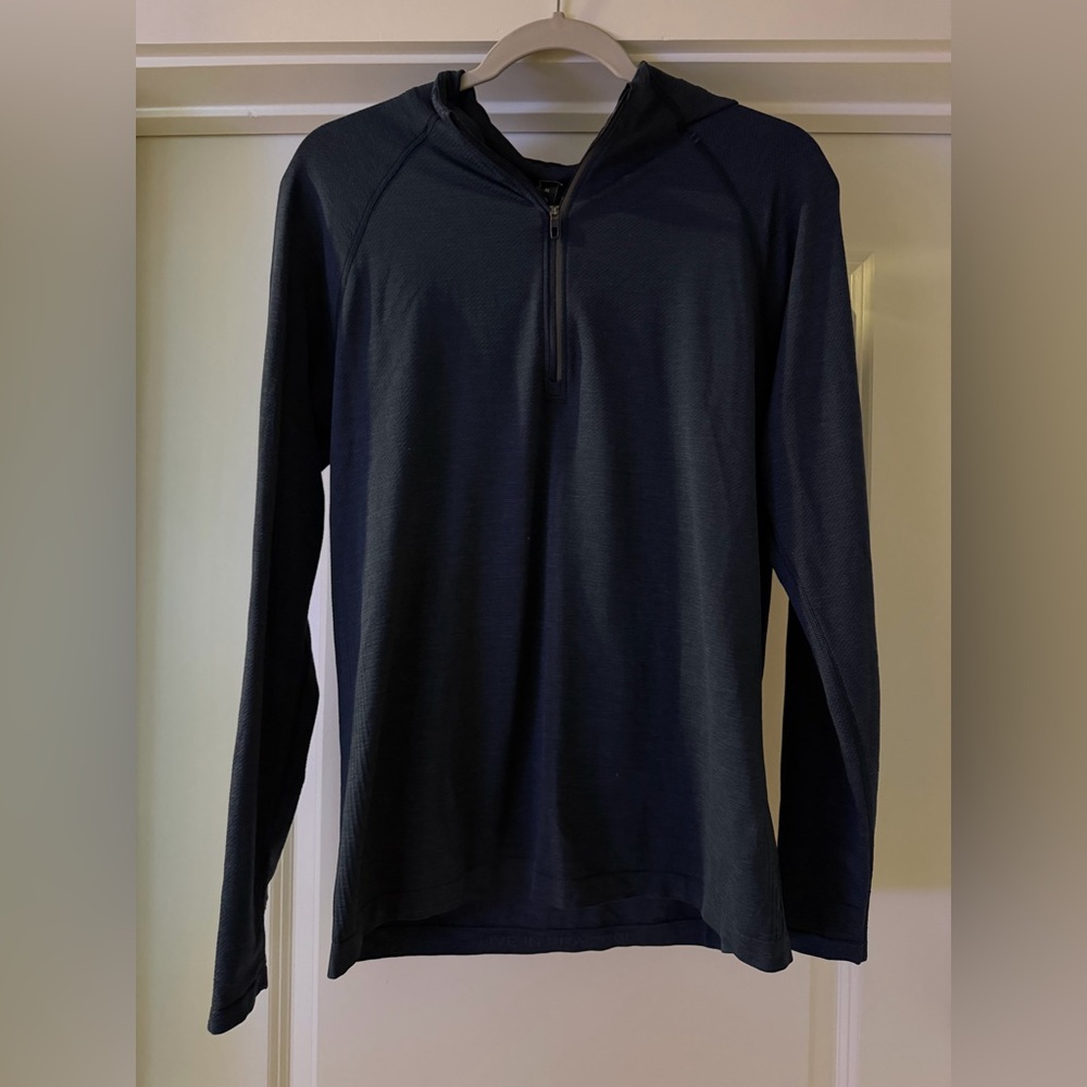 Lululemon Men’s Peloton Navy Quarter-Zip Performance Long Sleeve Activewear Med - Picture 5 of 6